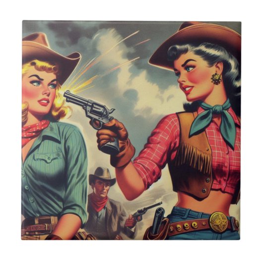  Pulp Cowgirls Illustratie Tegeltje (Voorkant)