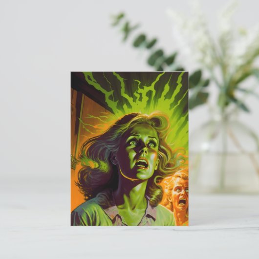 Pulp Horror Comic Hoesje Artwork Retro van 1980 Briefkaart (Staand voorkant)