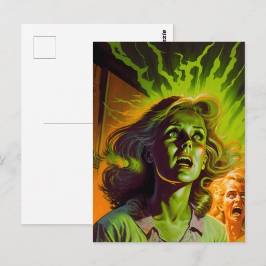 Pulp Horror Comic Hoesje Artwork Retro van 1980 Briefkaart (Voorkant / Achterkant)