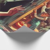  pulp horror meisje illustratie cadeaupapier (Hoek)