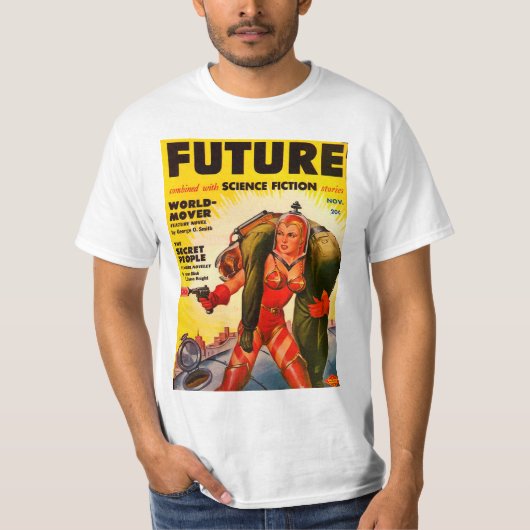  Pulp Paperback Sci-Fi Girl Hero Hoesje T-shirt (Voorkant)