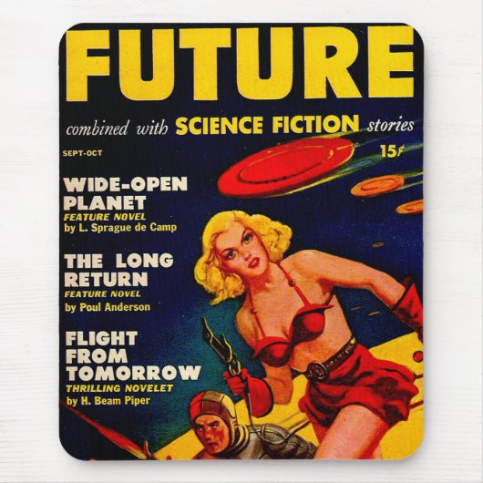  Pulp Paperback Sci-Fi Space Girl Hoesje Muismat (Voorkant)