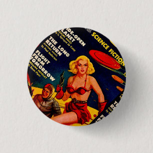 Pulp Paperback Sci-Fi Space Girl Hoesje Ronde Button 3,2 Cm
