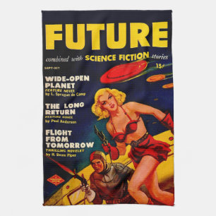 Pulp Paperback Sci-Fi Space Girl Hoesje Theedoek