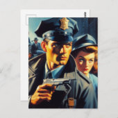  pulp politie illustratie briefkaart (Voorkant / Achterkant)