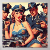 pulp politie illustratie poster (Voorkant)