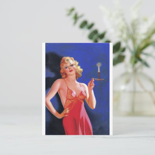 Pulp rechercheur Femme Fatale Briefkaart (Staand voorkant)