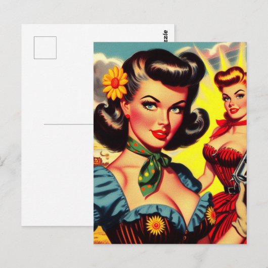 pulp Western meisjes Briefkaart (Voorkant / Achterkant)