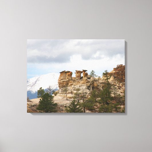 Pulpit Rock met Pikes Peak Canvas Afdruk (Voorkant)