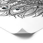 Pulsating Peacock Feather Decoupage Template Line  Poster (Hoek)