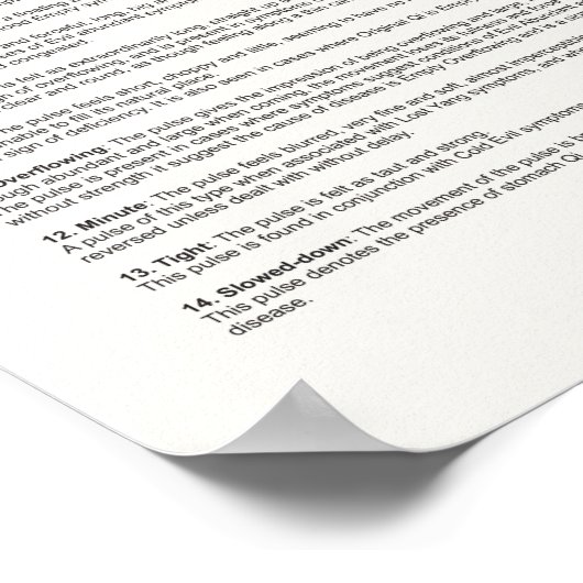 Pulse Diagnosis Acupunctieschema Poster (Hoek)