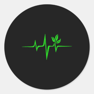 Pulse Green Heartbeat Vegan Plant Tree Environment Ronde Sticker