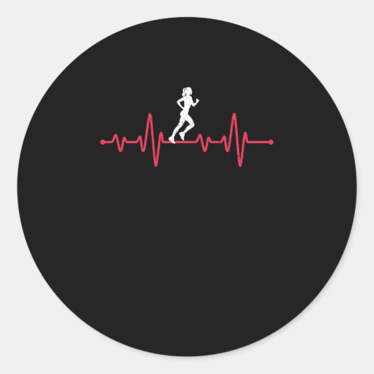 Pulse runner funny athletics jogging ronde sticker (Voorkant)