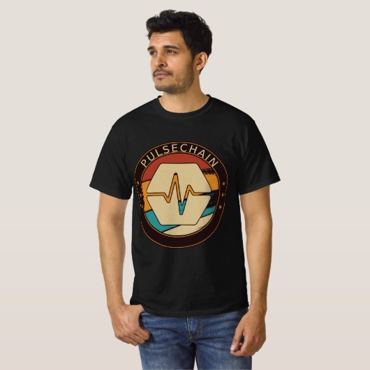 PulseChain PLS  Crypto Retro Art Cryptocurr T-shirt (Voorkant volledig)