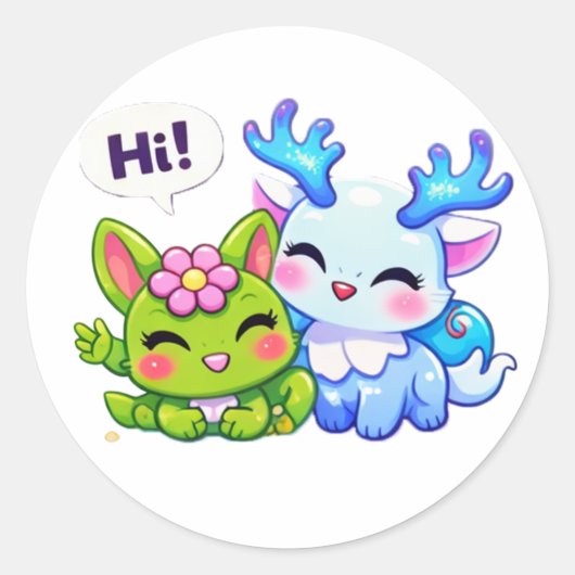 Pulspunkys Kawaii Fantasy Creature Sticker (Voorkant)