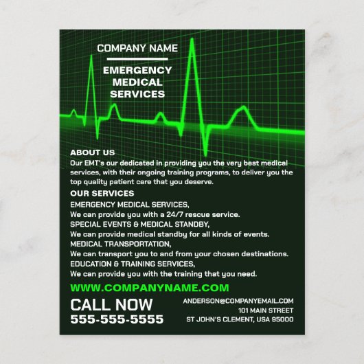 Pulssnelheidsontwerp, EMT, Paramedische Adverteren Flyer (Voorkant)