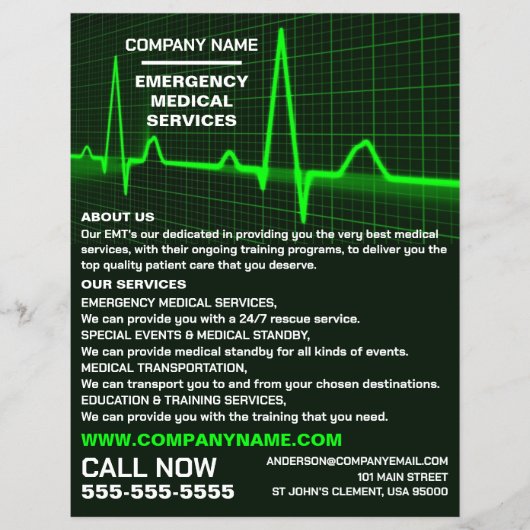 Pulssnelheidsontwerp, EMT, Paramedische Adverteren Flyer (Voorkant)