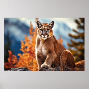 Puma Dier Wilderness Kleurrijke kunst aan de muur Poster