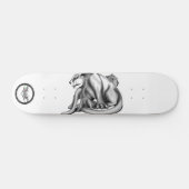 Puma-familie zwarte en witte lijntekentekening persoonlijk skateboard (Horizontaal)
