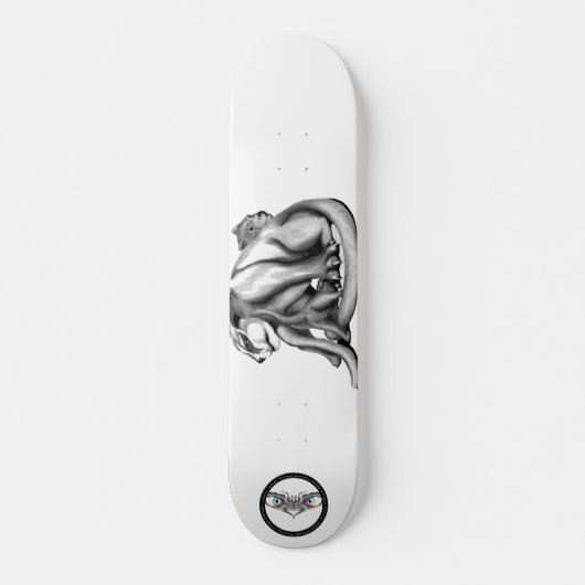 Puma-familie zwarte en witte lijntekentekening persoonlijk skateboard (Voorkant)