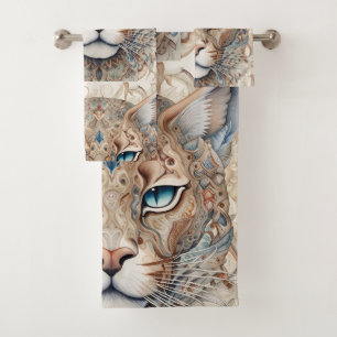 Puma Gezicht Surrealistische Kunst  Bad Handdoek