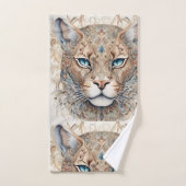 Puma Gezicht Surrealistische Kunst Bad Handdoek (Handdoek)