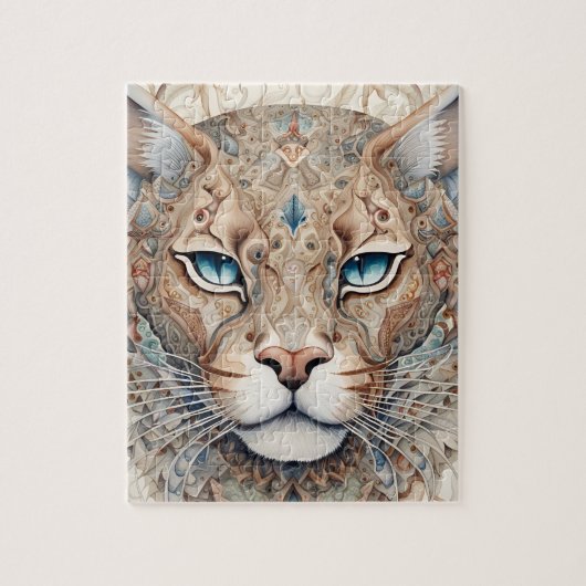 Puma Gezicht Surrealistische Kunst Legpuzzel (Verticaal)