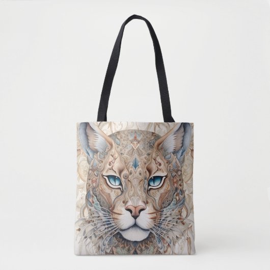 Puma Gezicht Surrealistische Kunst Tote Bag (Voorkant)