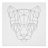 Puma Head Geometric Black & White Modern Art Print Poster (Voorkant)