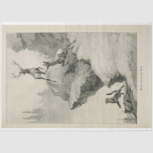  Puma Hunting Elk Ephemera Decoupage Tissuepapier