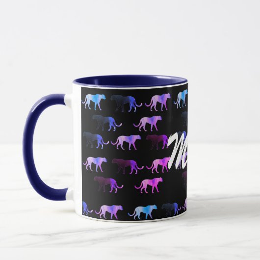 Puma katten aangepaste naam ringermug mok (Links)