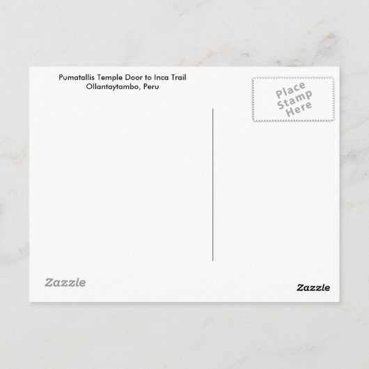 Pumatallis Temple Deeg van Inca Trail, Peru Briefkaart (Achterkant)
