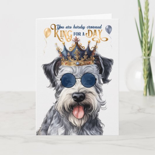 Pumi Dog King voor een Dag Grappige Verjaardag Kaart (Voorkant)