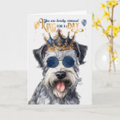 Pumi Dog King voor een Dag Grappige Verjaardag Kaart (Gele Bloem)