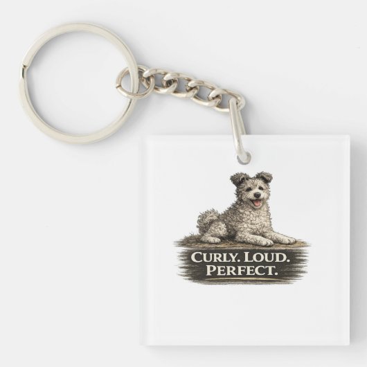 Pumi-hond – Krullend Luid Perfect Sleutelhanger (Voorkant)