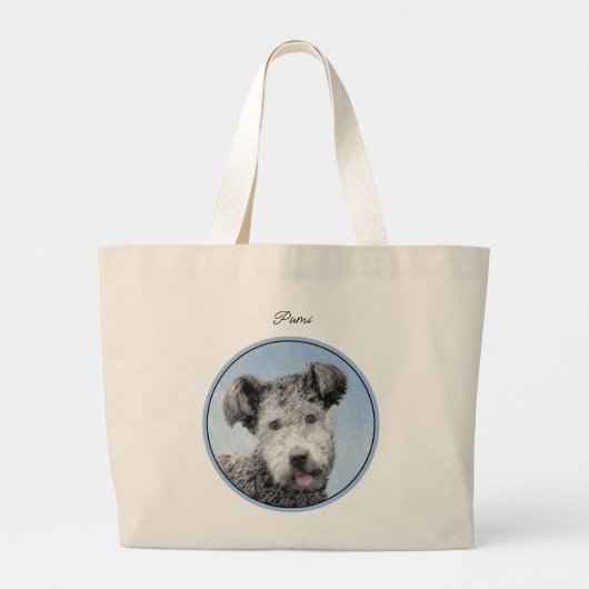 Pumi Schilderij Grijs Pumik Schattigee Originele P Grote Tote Bag (Achterkant)