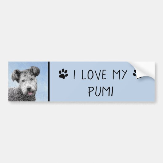 Pumi-schildering - Kute Original Dog Art Bumpersticker (Voorkant)