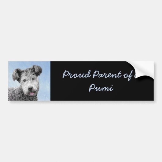 Pumi-schildering - Kute Original Dog Art Bumpersticker (Voorkant)