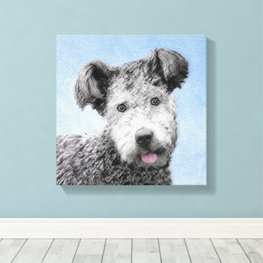 Pumi-schildering - Kute Original Dog Art Canvas Afdruk (Insitu (Houten vloer))
