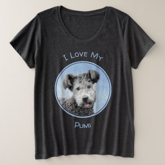 Pumi-schildering - Kute Original Dog Art Grote Maat T-shirt (Design voorkant)