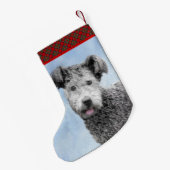 Pumi-schildering - Kute Original Dog Art Kleine Kerstsok (Achterkant (Hangend))
