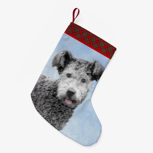 Pumi-schildering - Kute Original Dog Art Kleine Kerstsok (Voorkant (Hangend))