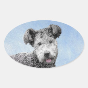 Pumi-schildering - Kute Original Dog Art Ovale Sticker