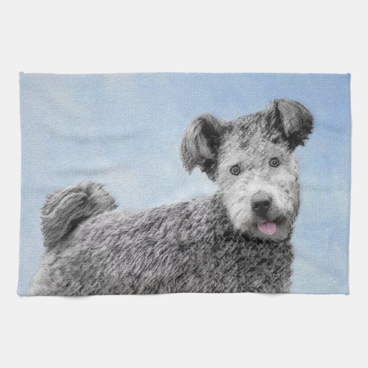 Pumi-schildering - Kute Original Dog Art Theedoek (Horizontaal)
