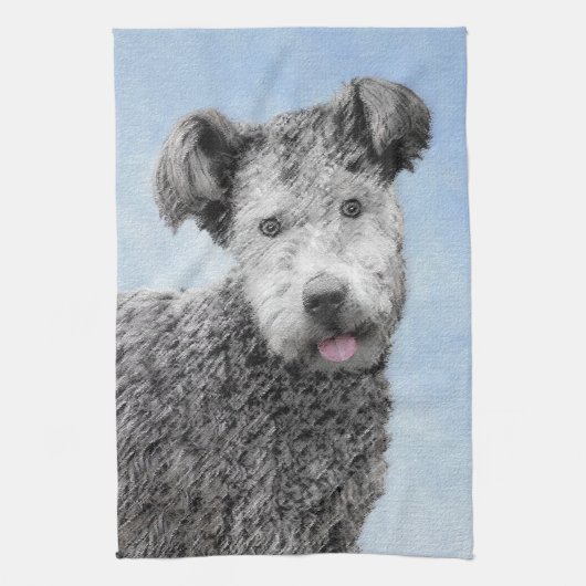 Pumi-schildering - Kute Original Dog Art Theedoek (Verticaal)