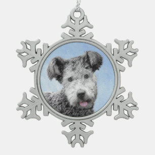 Pumi-schildering - Kute Original Dog Art Tin Sneeuwvlok Ornament