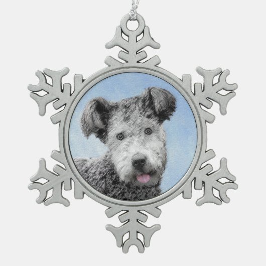 Pumi-schildering - Kute Original Dog Art Tin Sneeuwvlok Ornament (Voorkant)