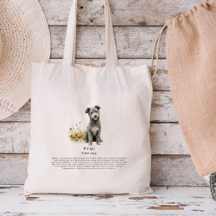 Pumi Watercolor Hond Ras Quote Tote Bag