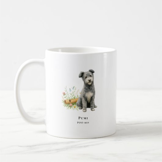 Pumi Waterverf Dog | zeldzaam ras Koffiemok (Links)