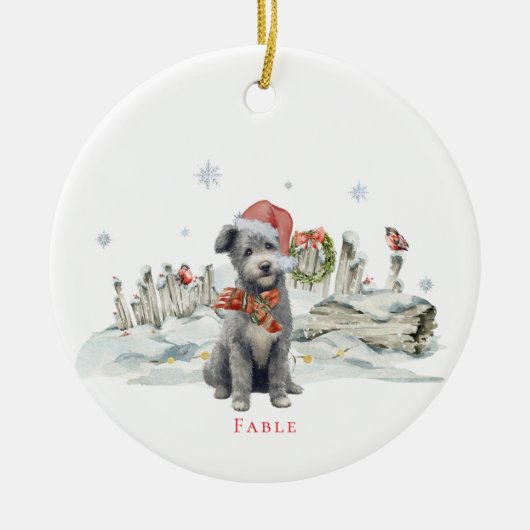 Pumi Waterverf hondenmonogram Keramisch Ornament (Voorkant)